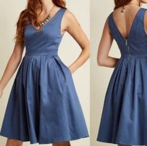 Modcloth Fervour Pleated Aline Dress NWT